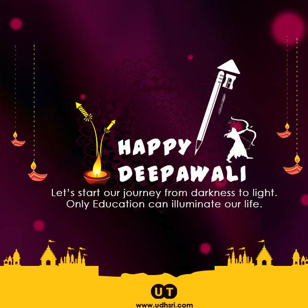 Diwali Lotus & Diya Greeting Card — Free Download | Udhsri Technologies